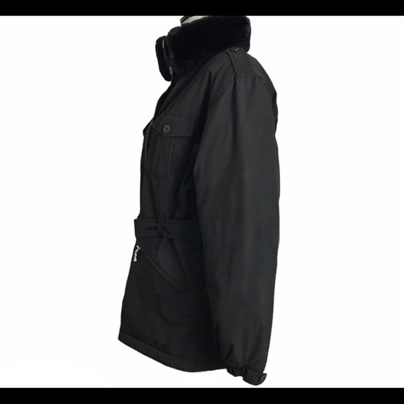 BOGNER Women’s Black Ski Jacket Sz 12, removable faux fur collar and belt - Picture 7 of 8